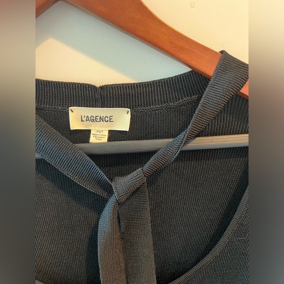 Chic Black Top with Tie Neck by L'AGENCE - Picture 4 of 16